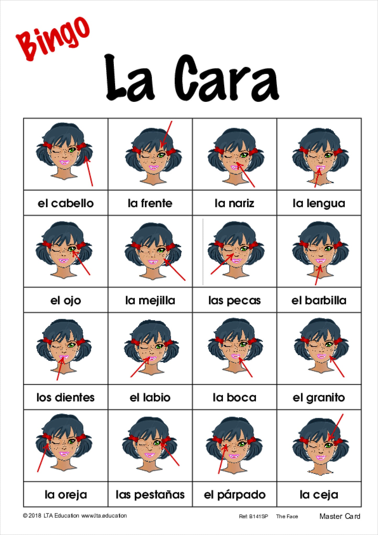 'The Face' Bingo Game