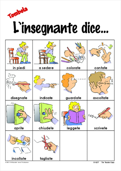 The Teacher Says Bingo Game