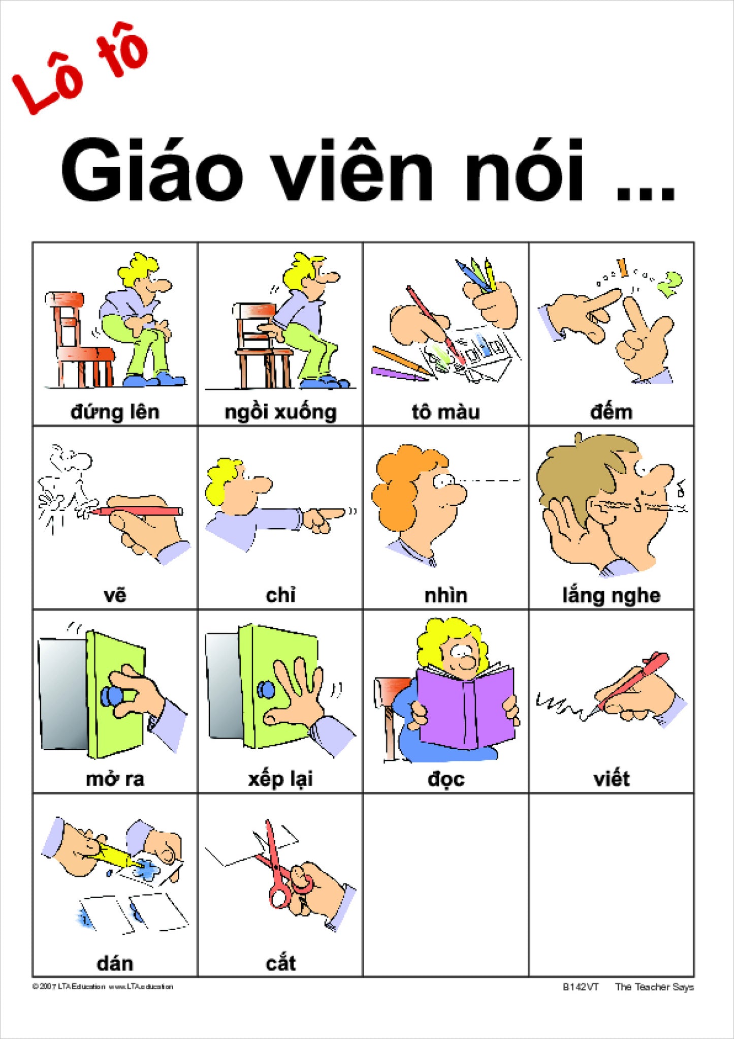 'The Teacher Says' Bingo Game