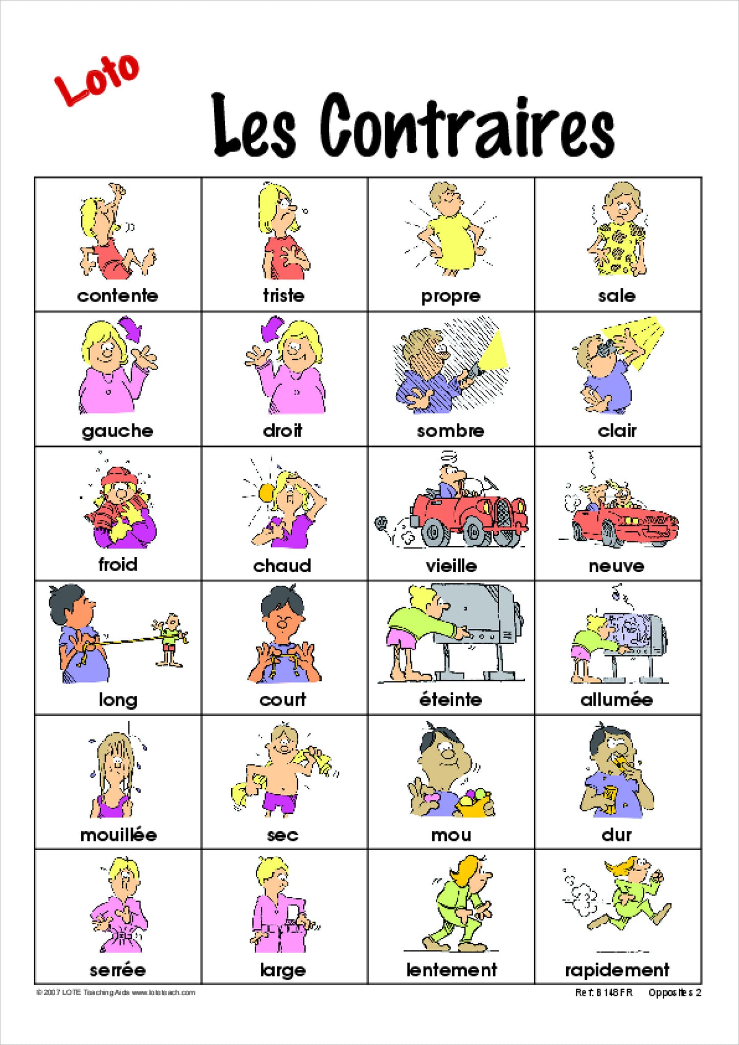 'Opposites 2' Bingo Game