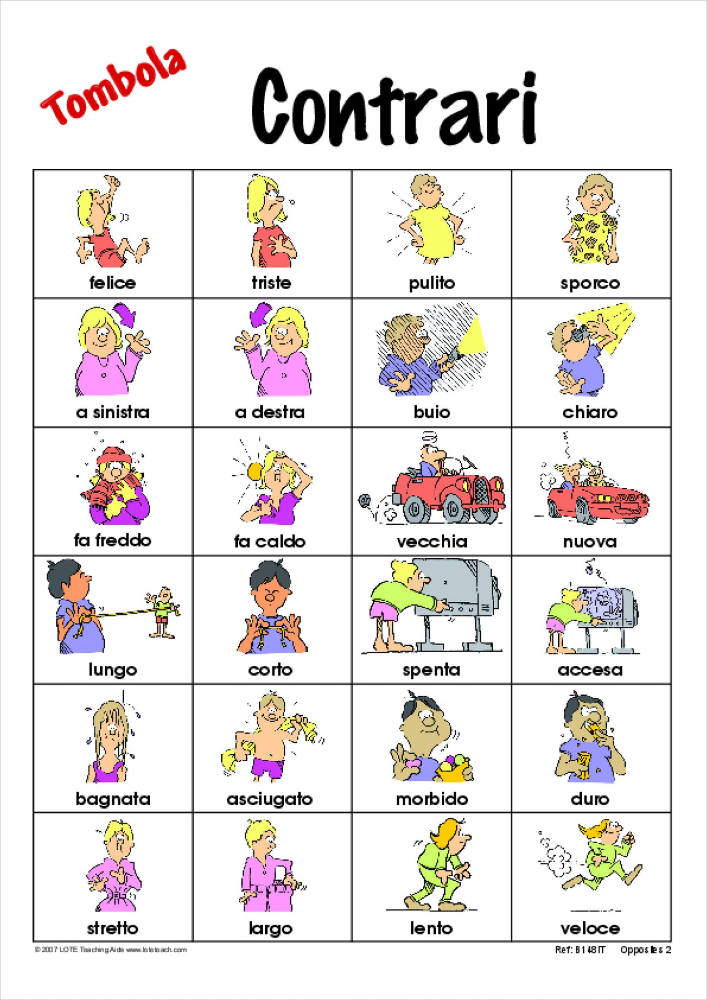 'Opposites 2' Bingo Game