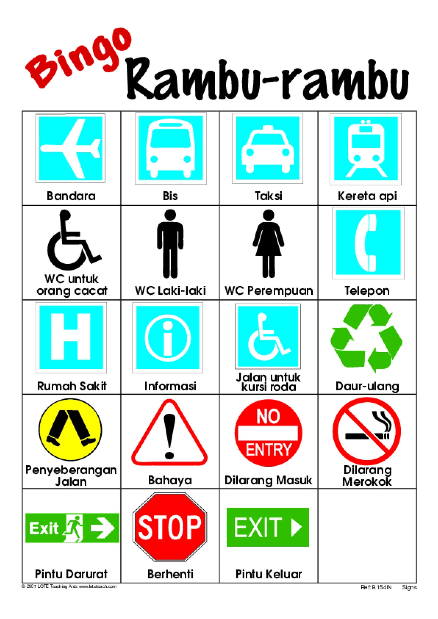 Signs Bingo Game