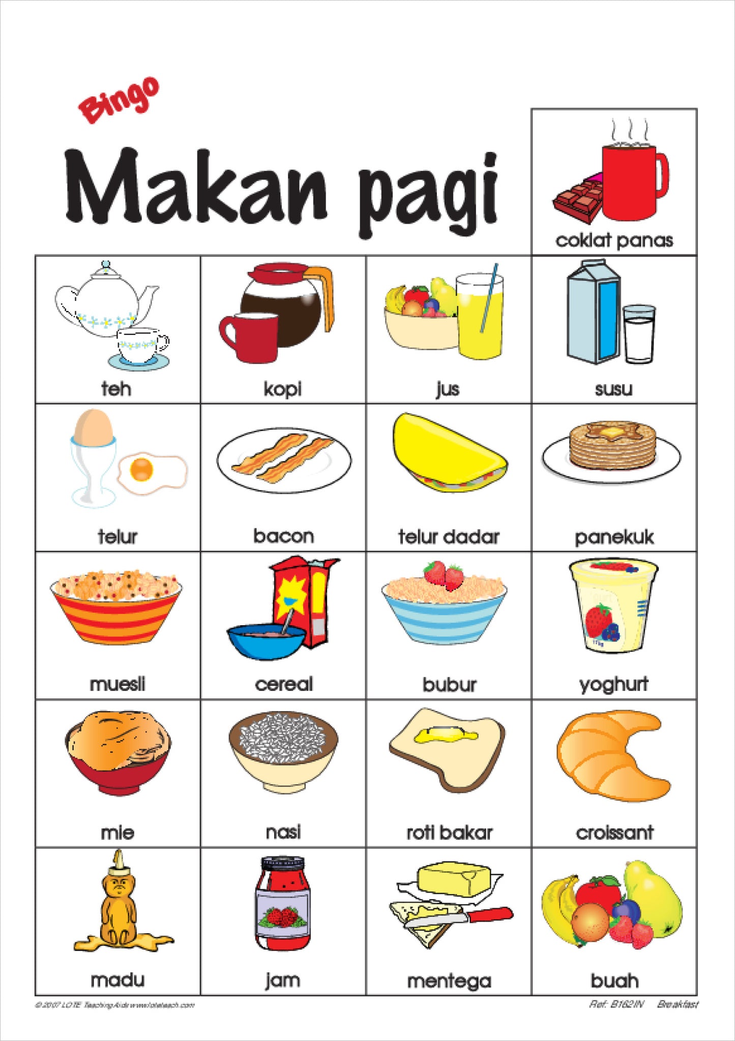 'Breakfast' Bingo Game