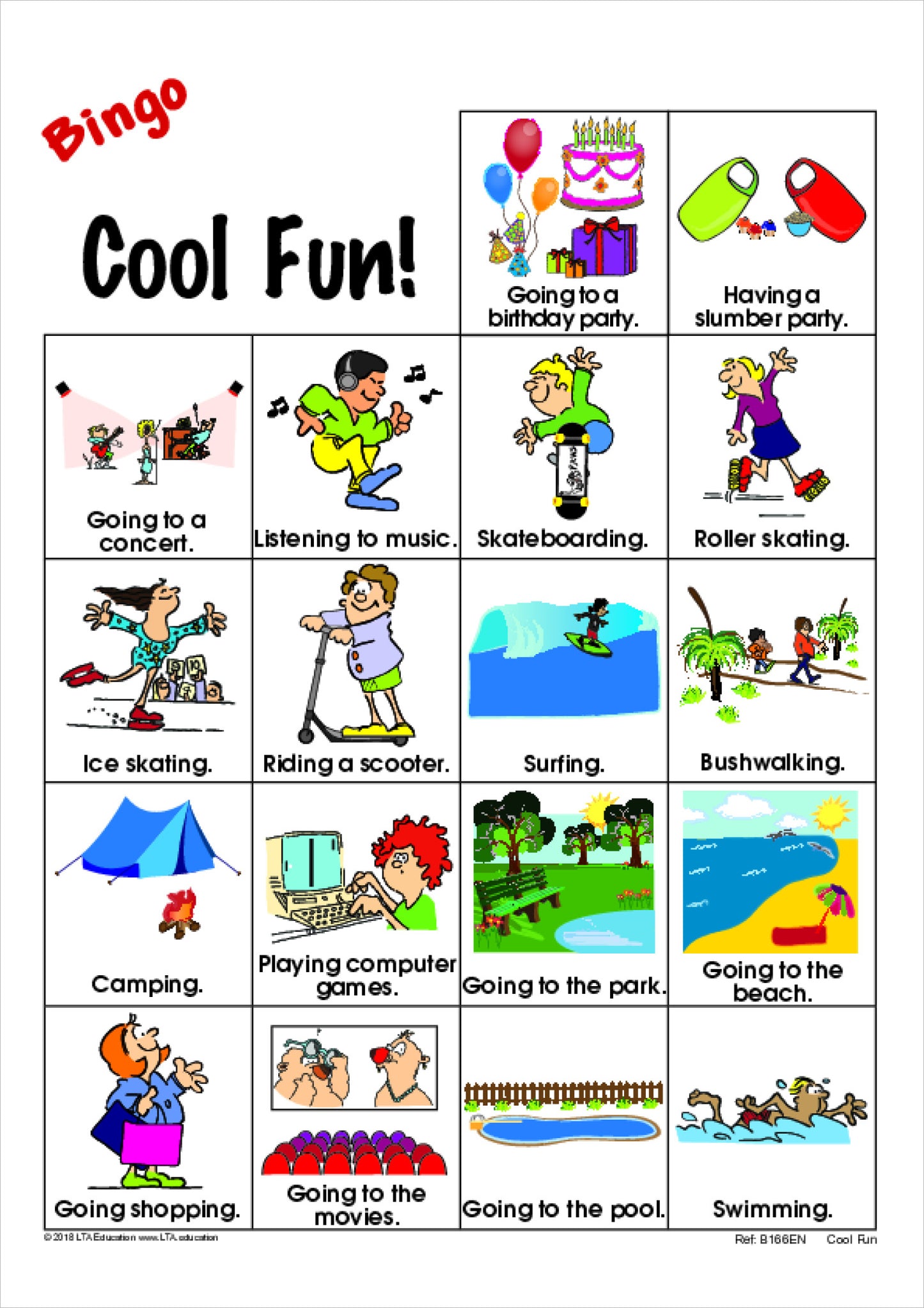 'Cool Fun!' Bingo Game