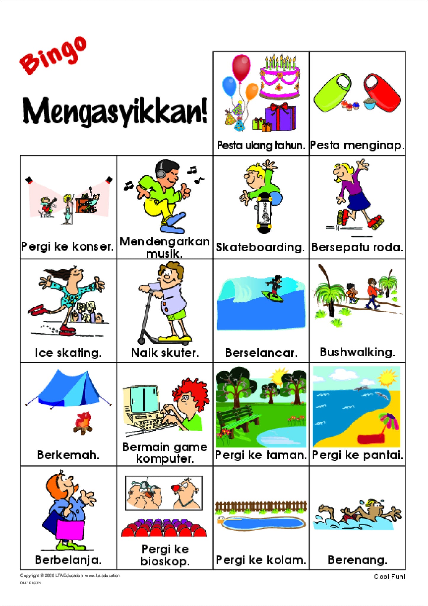 'Cool Fun!' Bingo Game