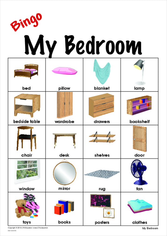 My Bedroom Bingo Game
