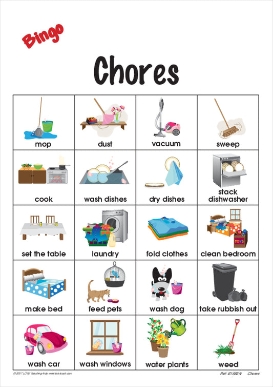Chores Bingo Game
