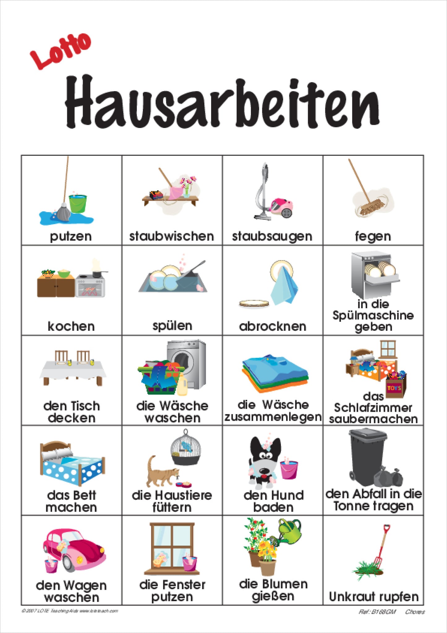 Chores Bingo Game