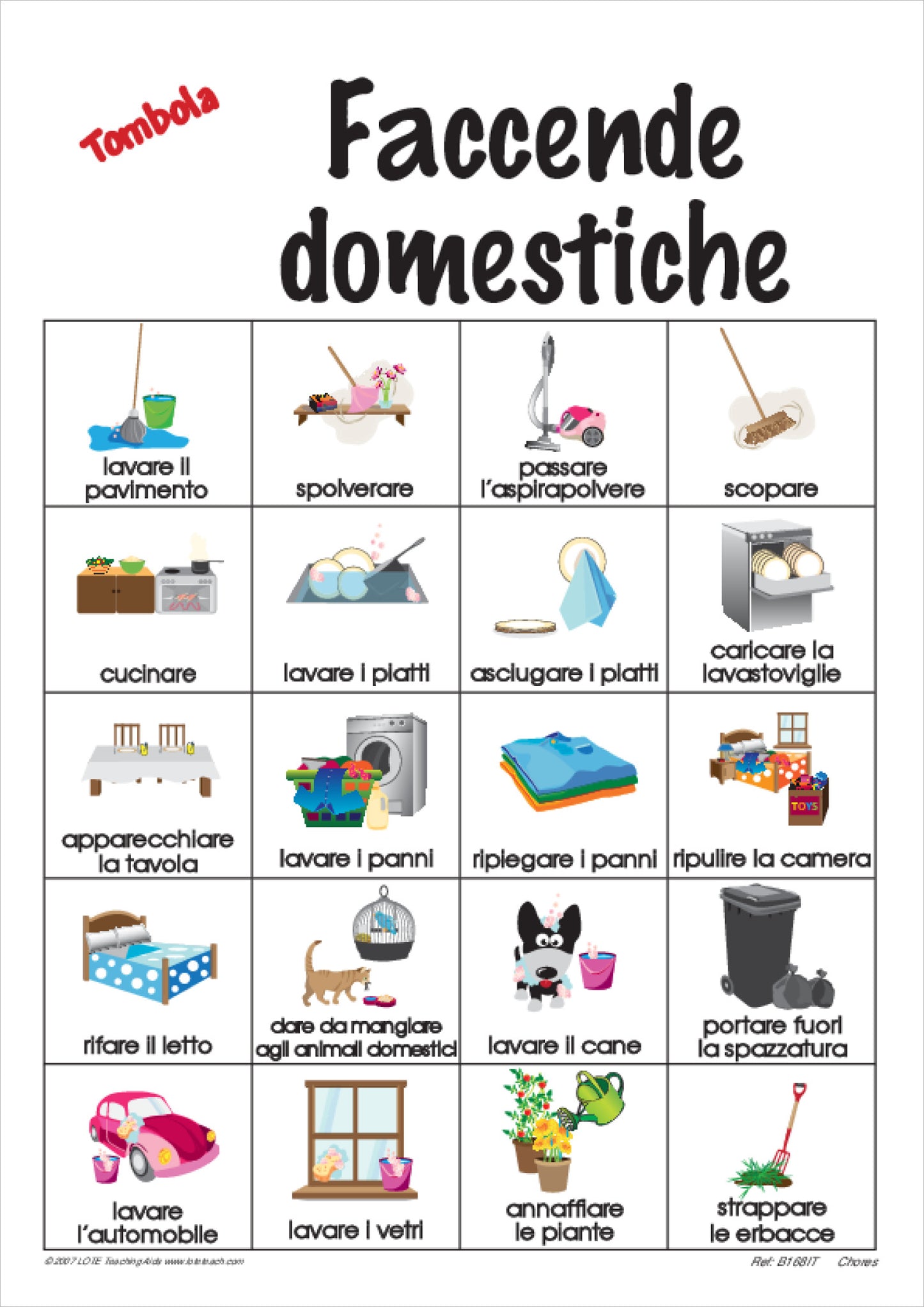 Chores Bingo Game
