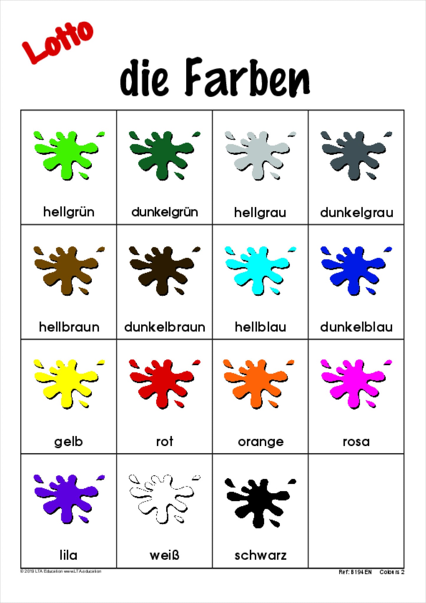 Colours 2 Bingo Game