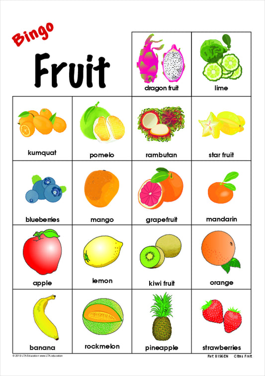 Citrus Fruits Bingo Game