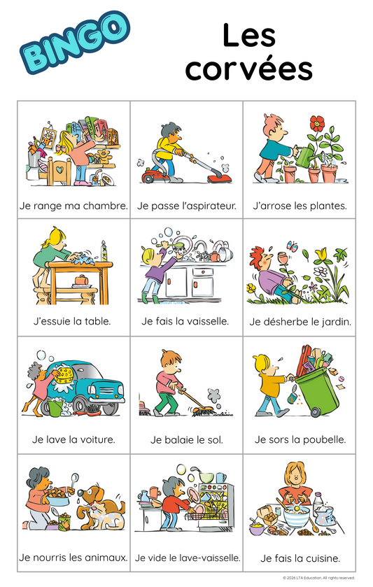 Chores Bingo Game