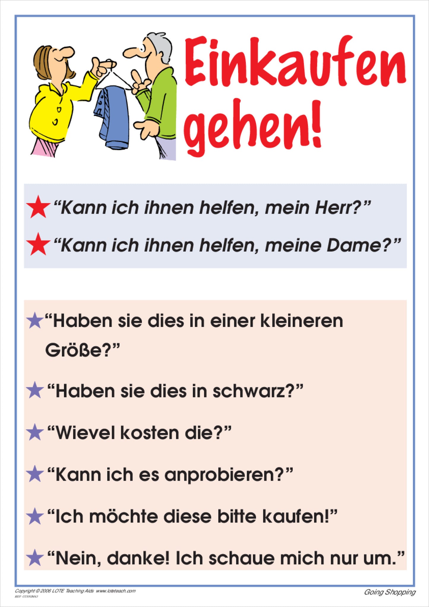 'Going Shopping' Chart