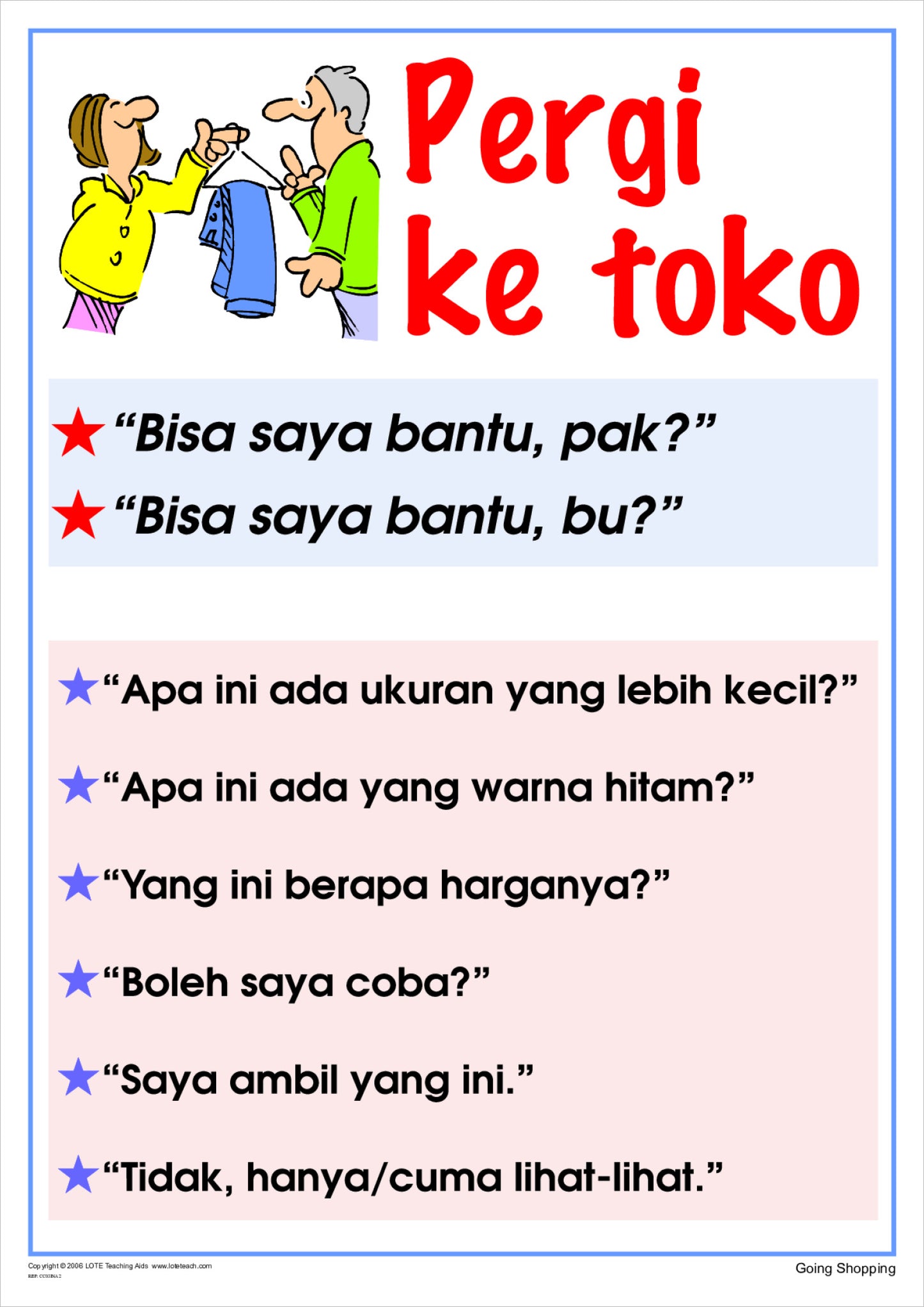 'Going Shopping' Chart