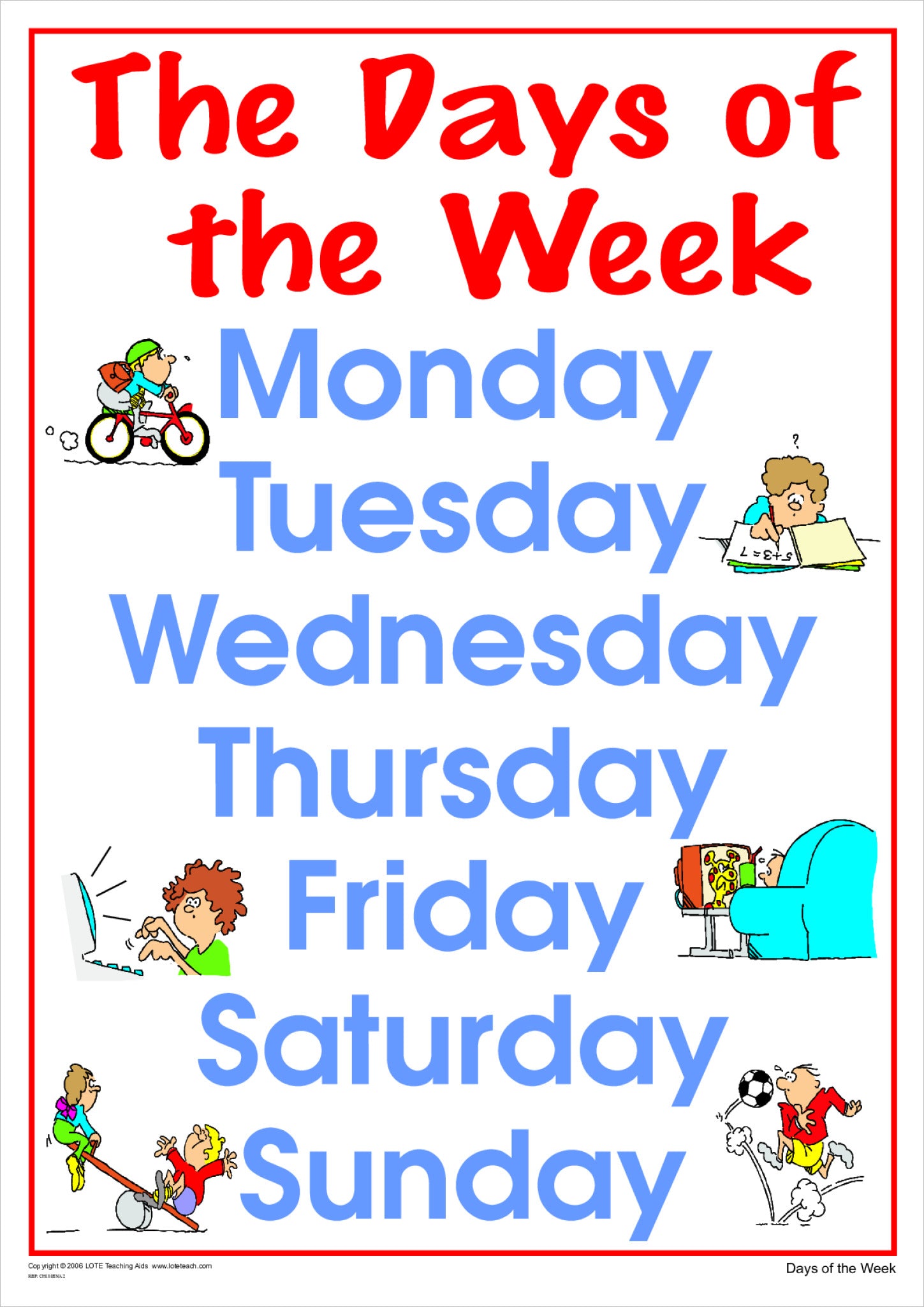 Days of the Week Chart | Classroom Language Display – LTA Education