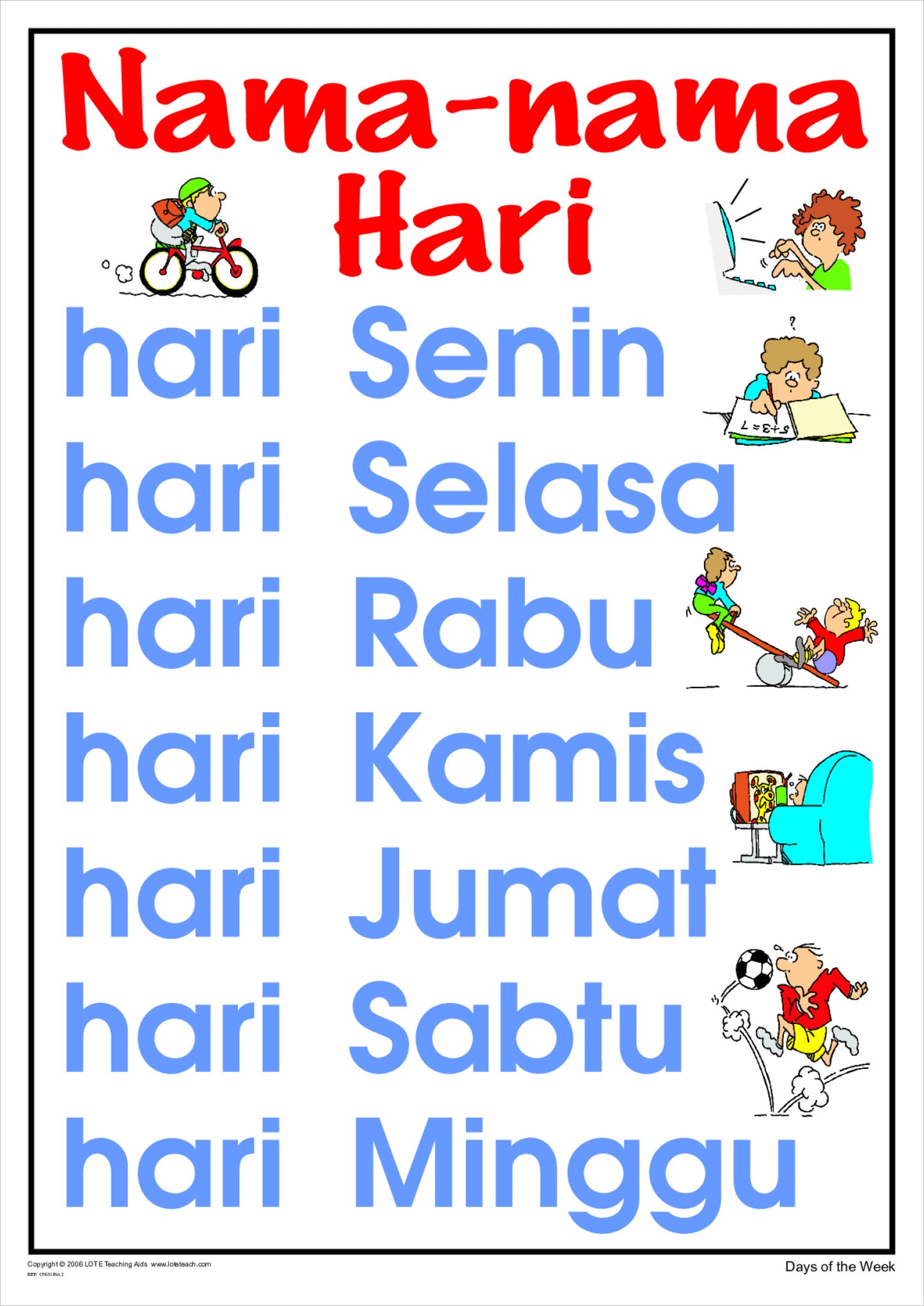 Days of the Week Chart