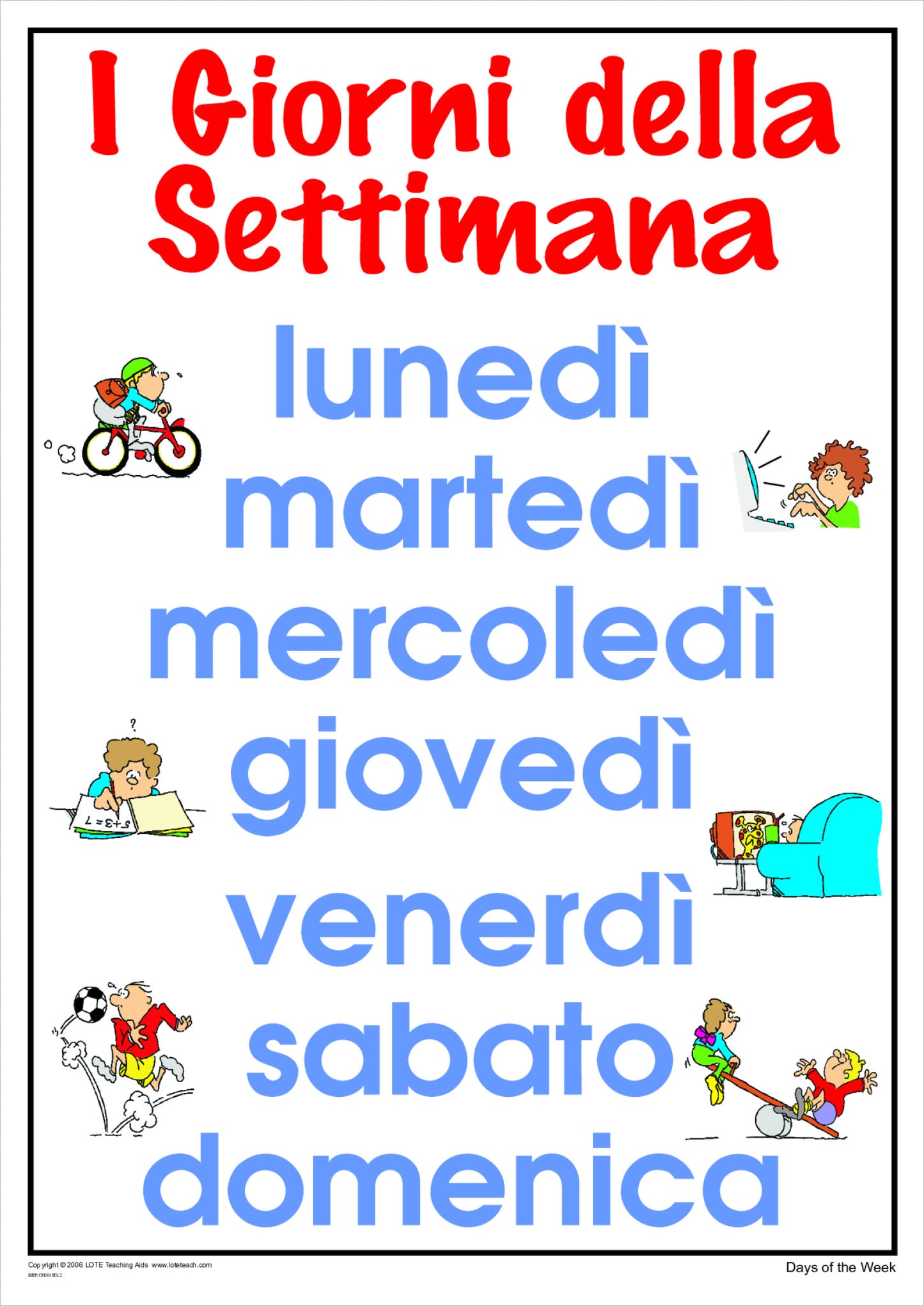 Days of the Week Chart