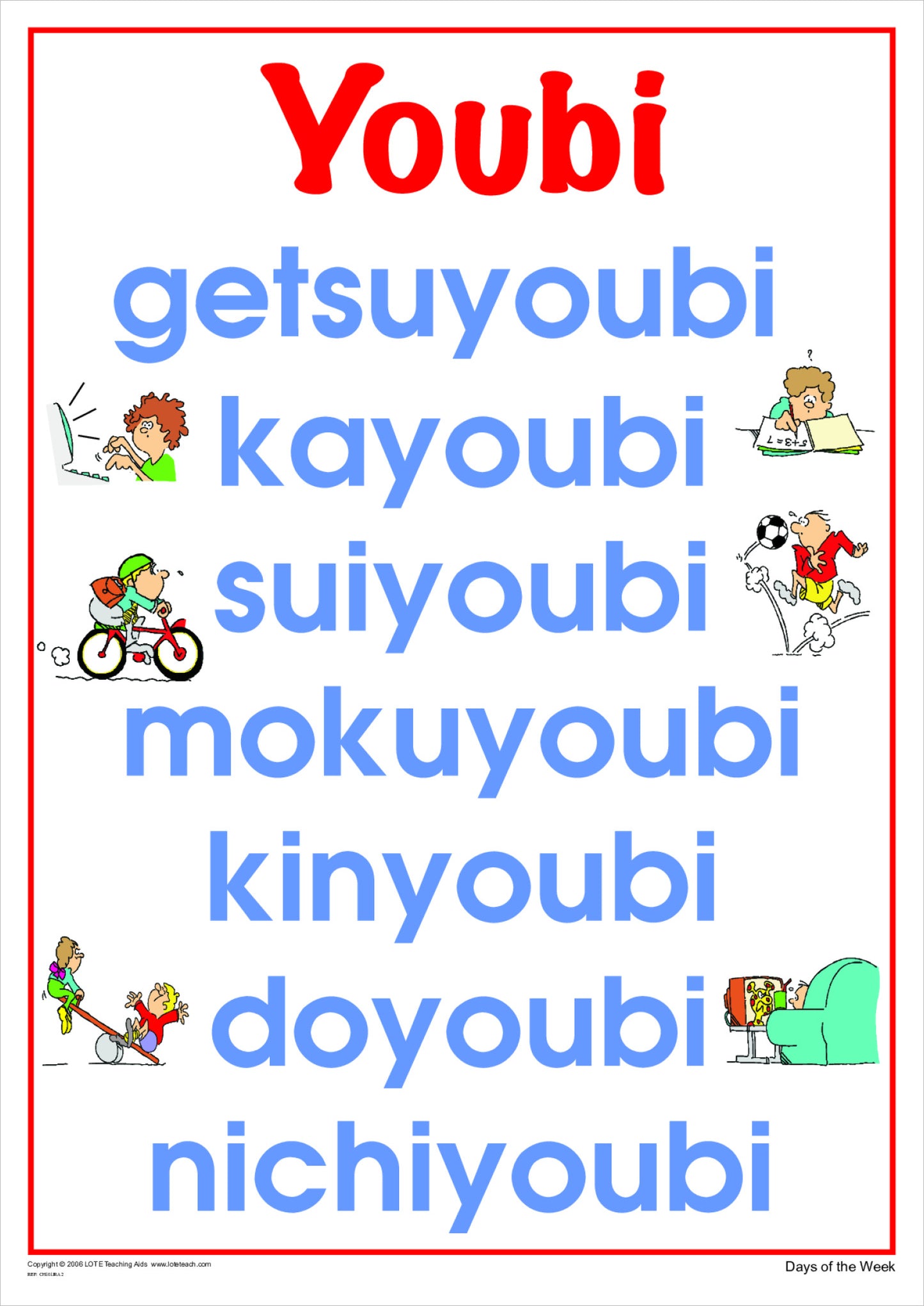 Days of the Week Chart