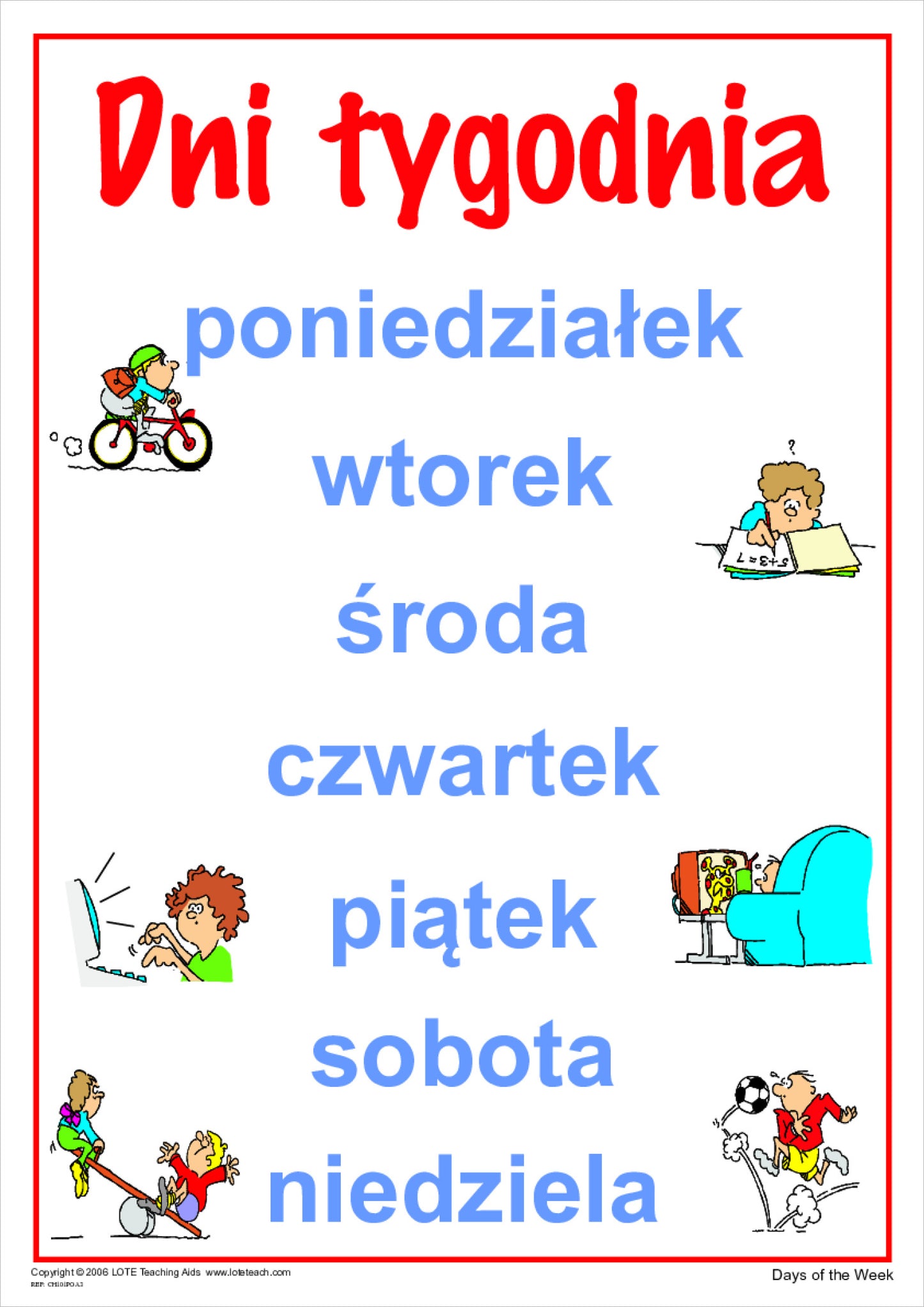 Days of the Week Chart