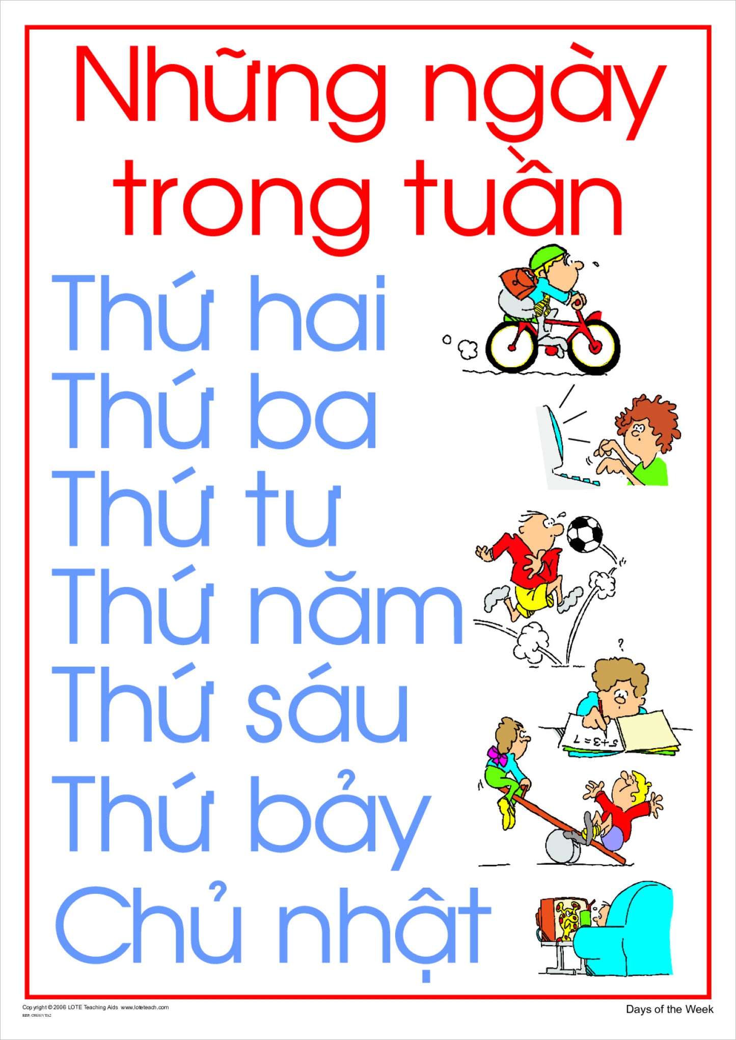 Days of the Week Chart