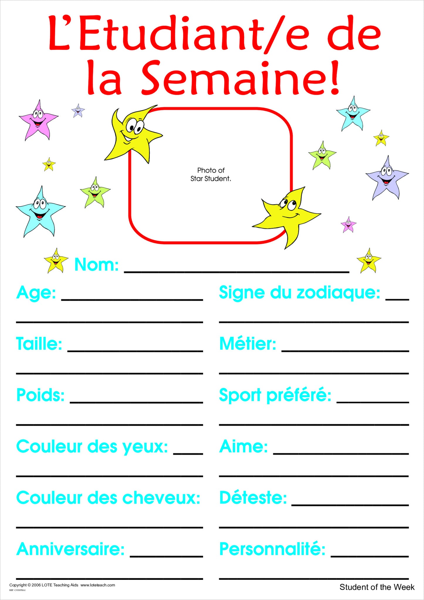 'Student of the Week' Chart