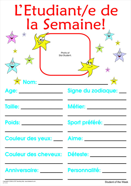'Student of the Week' Chart