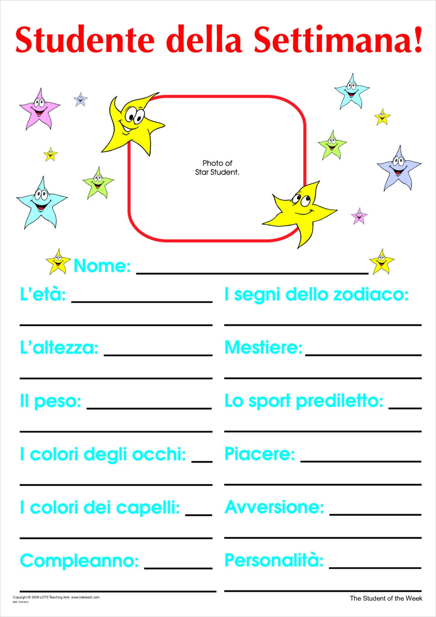 'Student of the Week' Chart