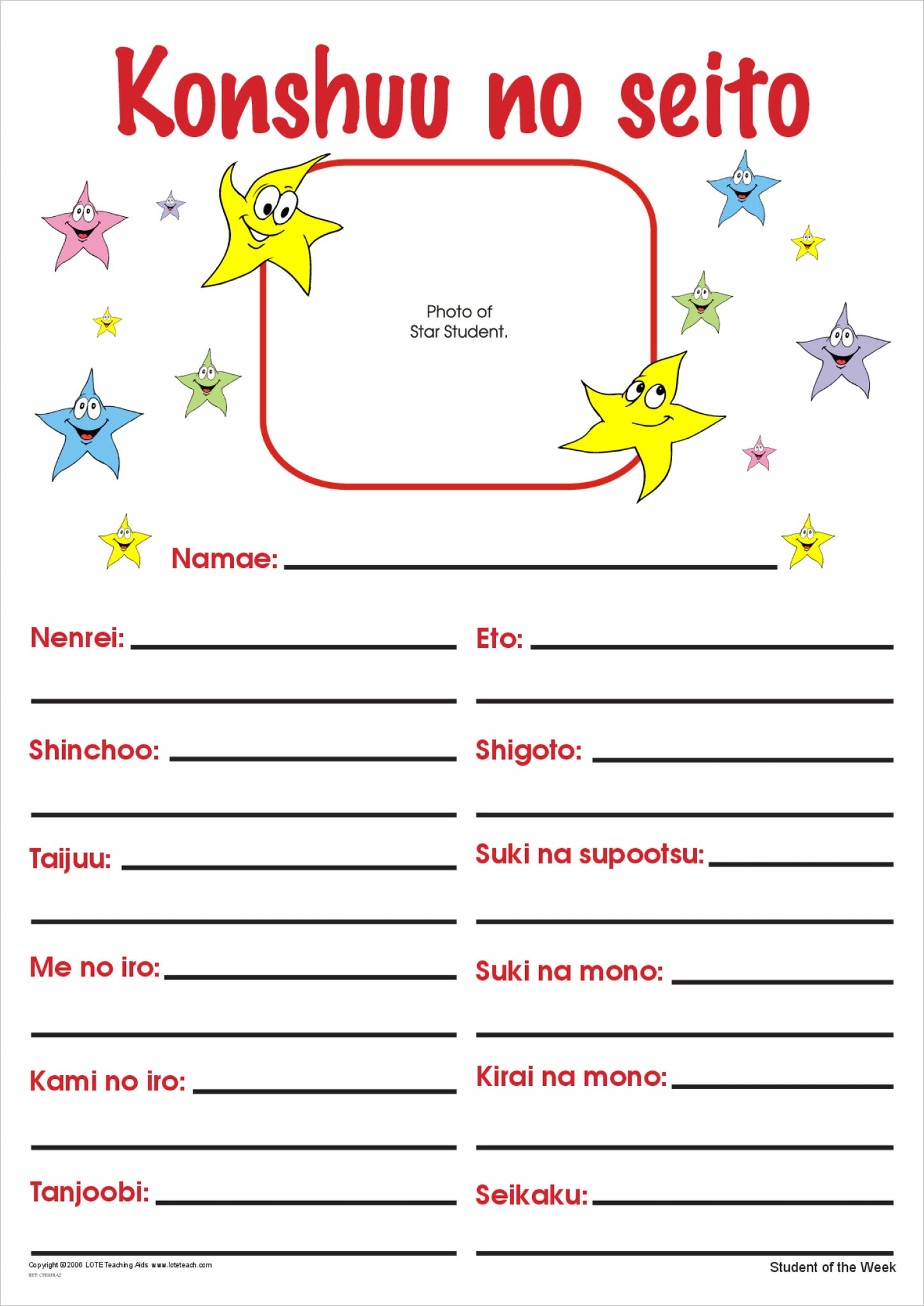 'Student of the Week' Chart