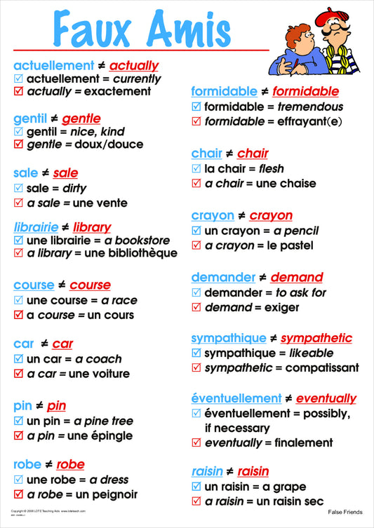 False Friends Chart