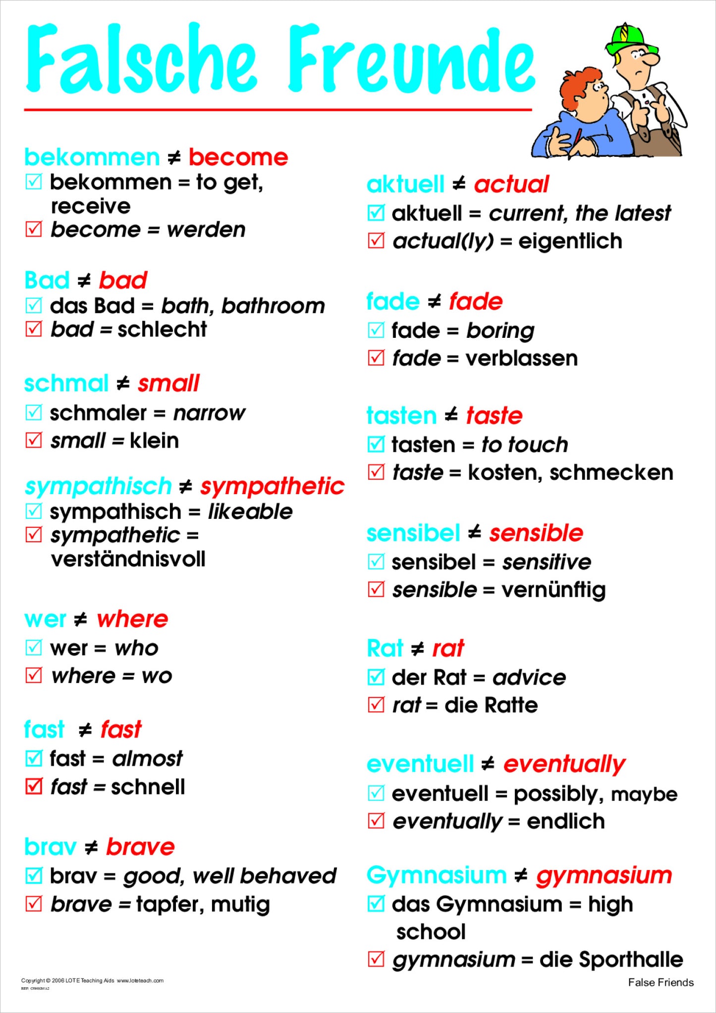 False Friends Chart