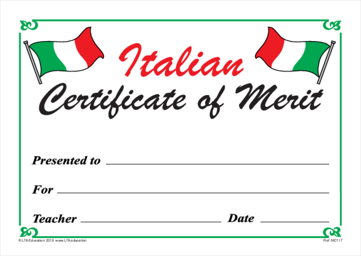 Merit Certificate 1 Pack