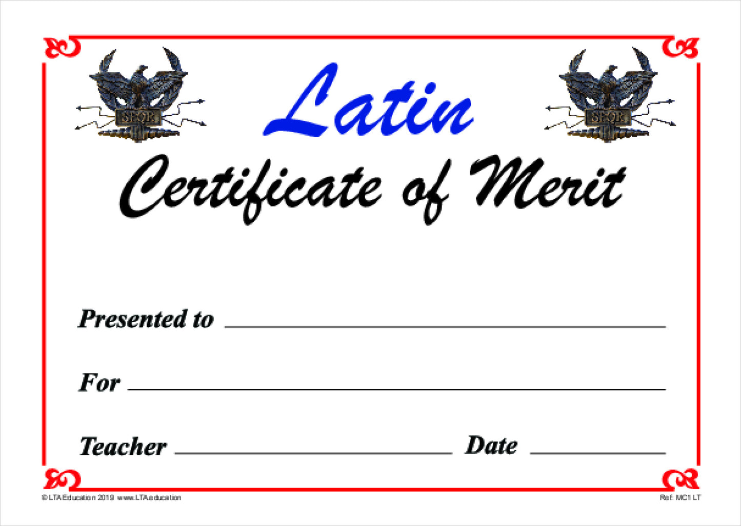 Merit Certificate 1 Pack
