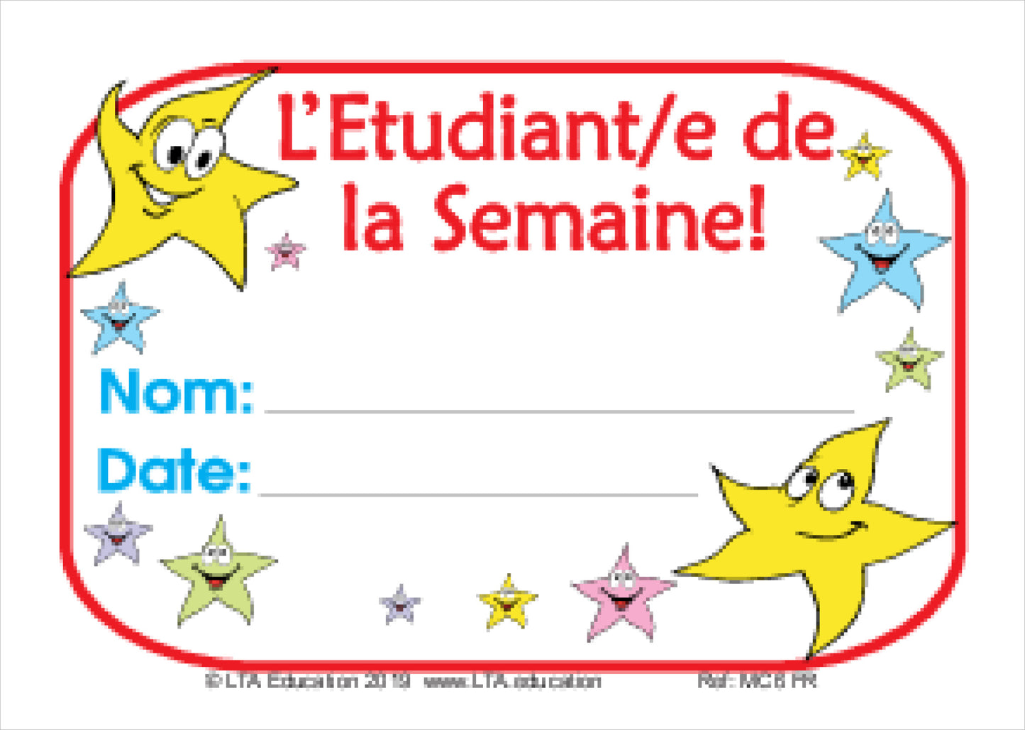 Student of the Week Certificate