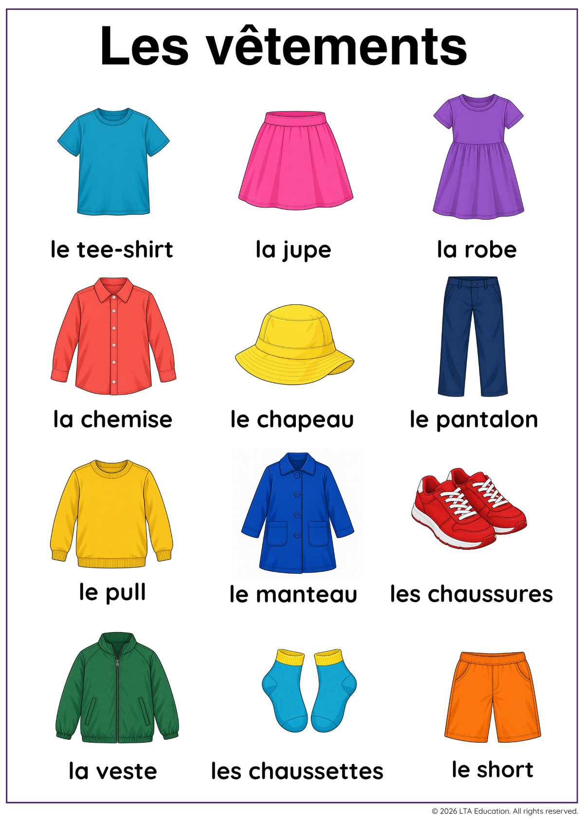 Clothes 2 Vocabulary Chart