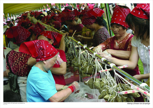 Making Chinese rice dumplings
