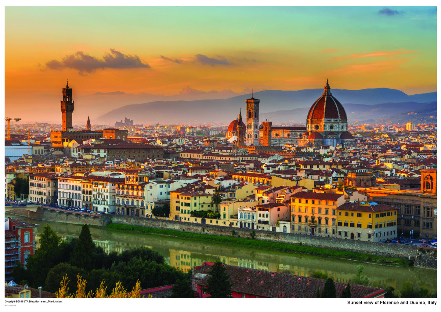 Poster: Sunset view of Florence and Duomo. Italy