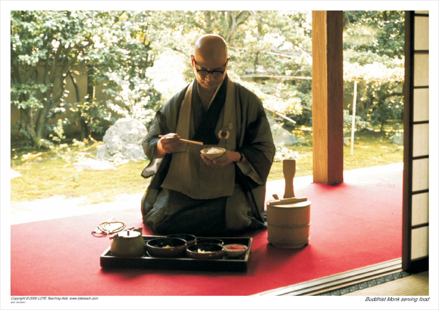 Buddist Monk serving food