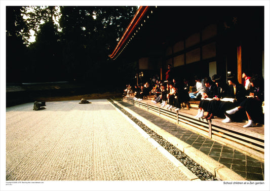 School children at a Zen garden