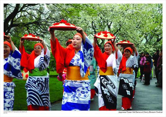 Japanese Flower Hat Dance at Cherry Blossom Festival