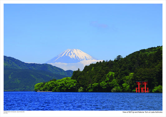 View of Mt Fuji and Hakone Torii on Lake Ashinoko