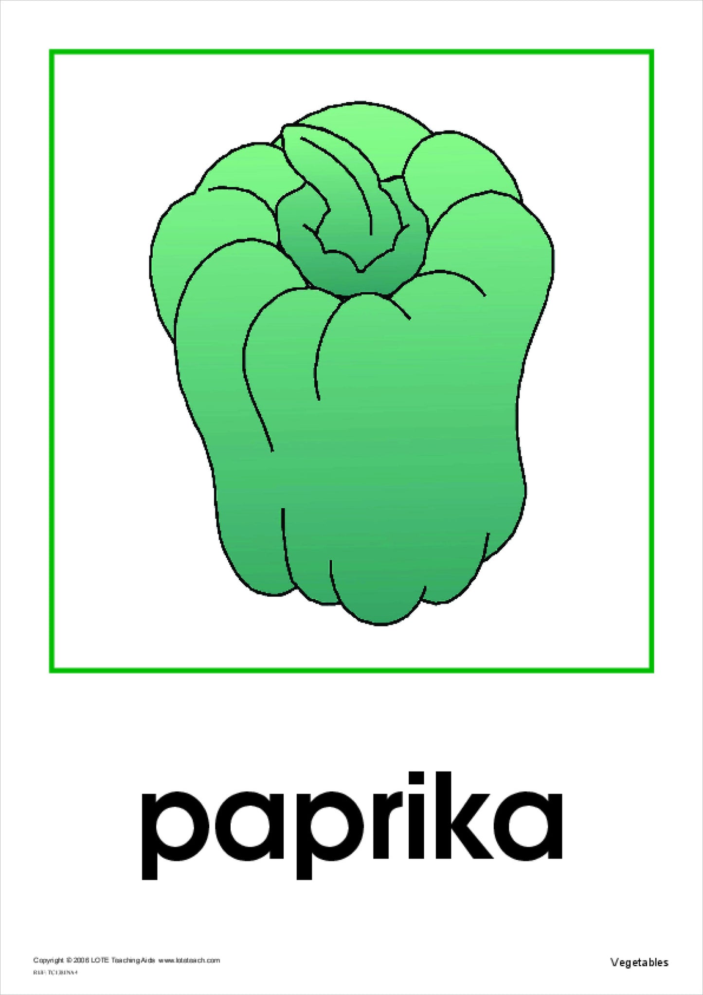 Vegetables Theme Cards