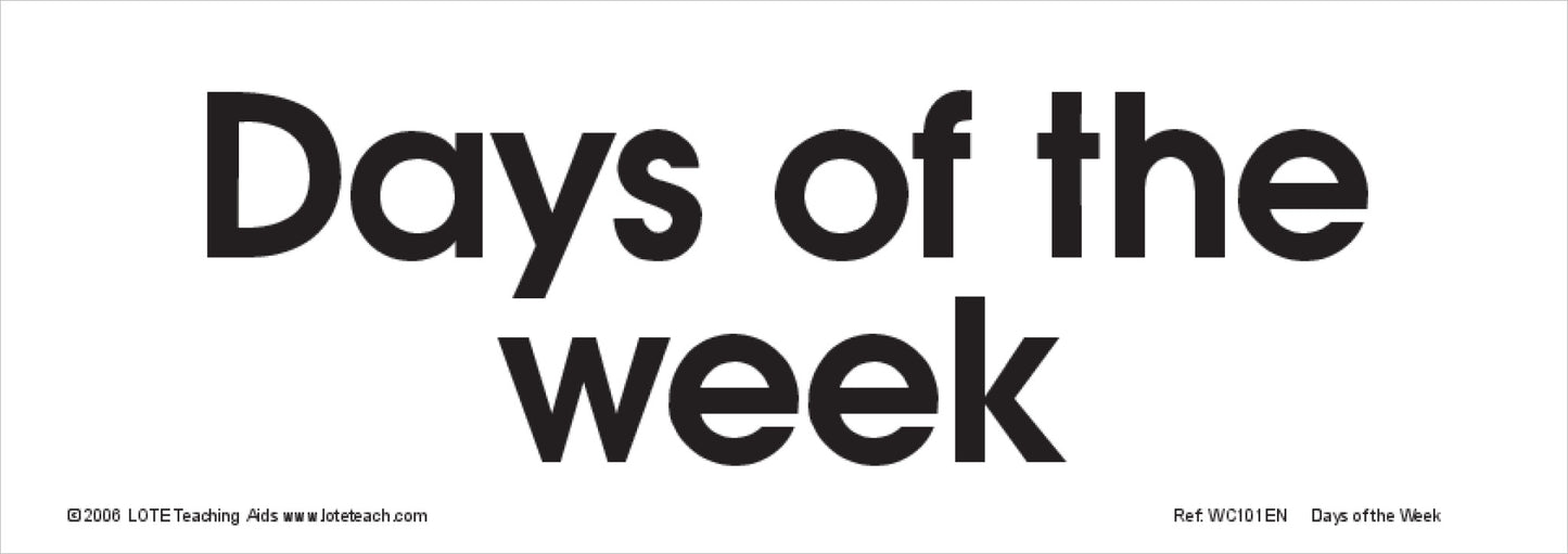 Days of the Week Word Cards