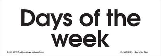 Days of the Week Word Cards