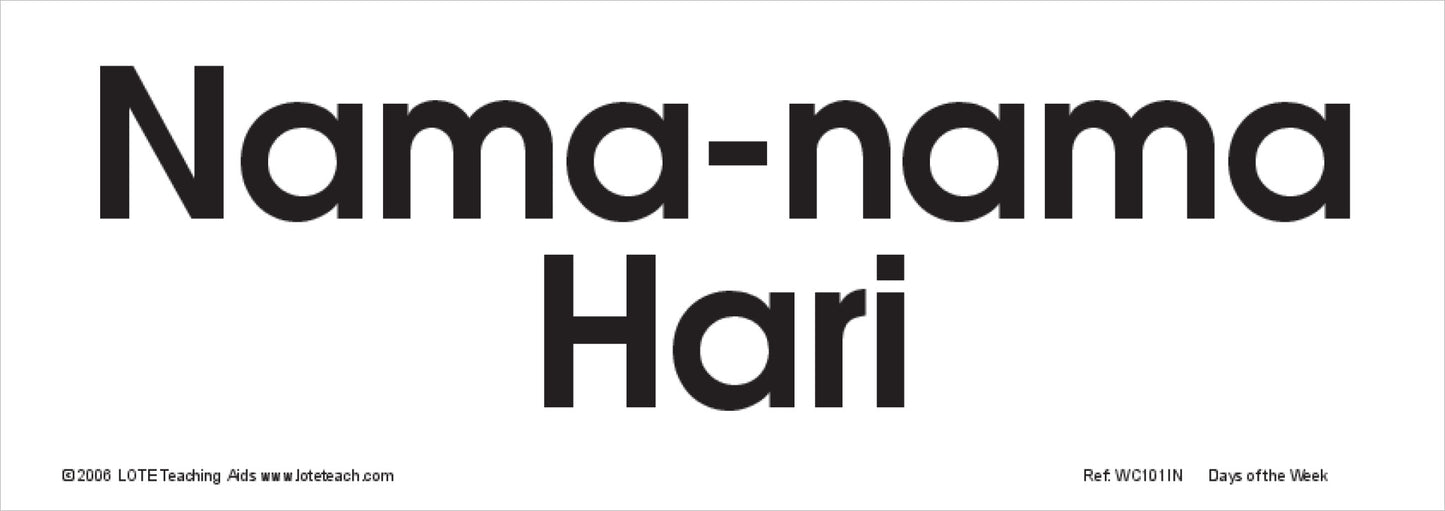 Days of the Week Word Cards