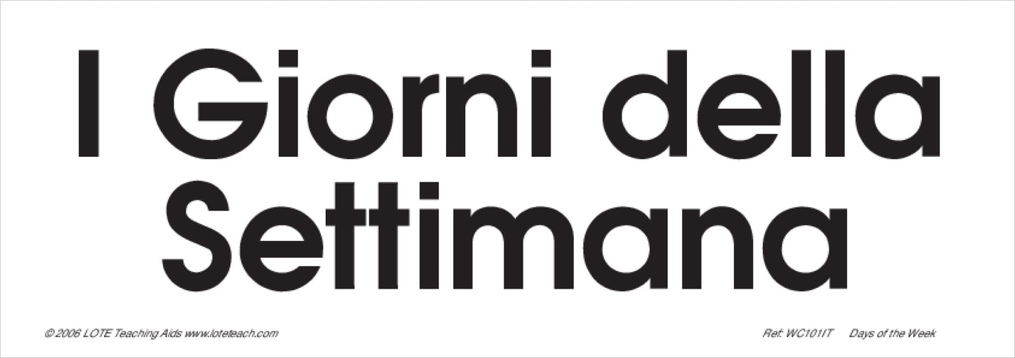 Days of the Week Word Cards