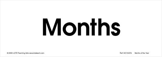 Months of the Year Word Cards