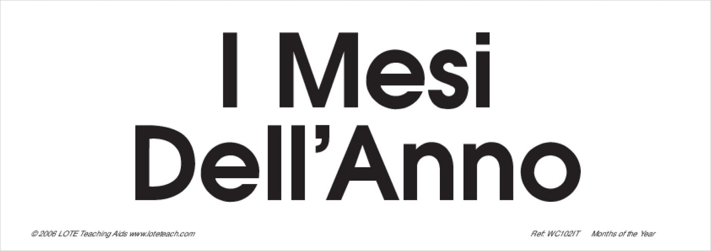 Months of the Year Word Cards