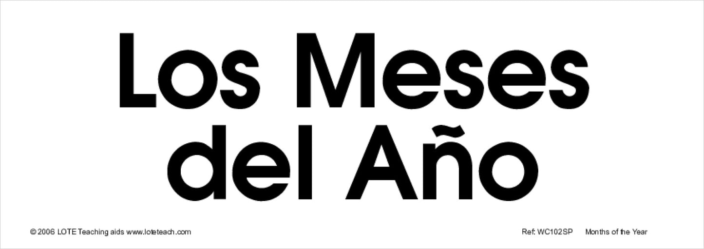 Months of the Year Word Cards