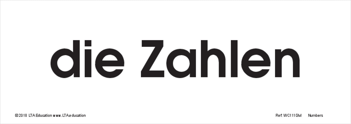 Numbers 0-20 Word Cards