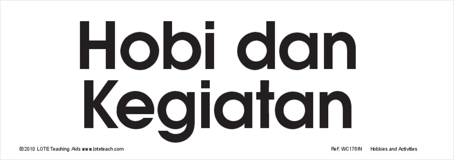 Hobbies and Activities Word Cards